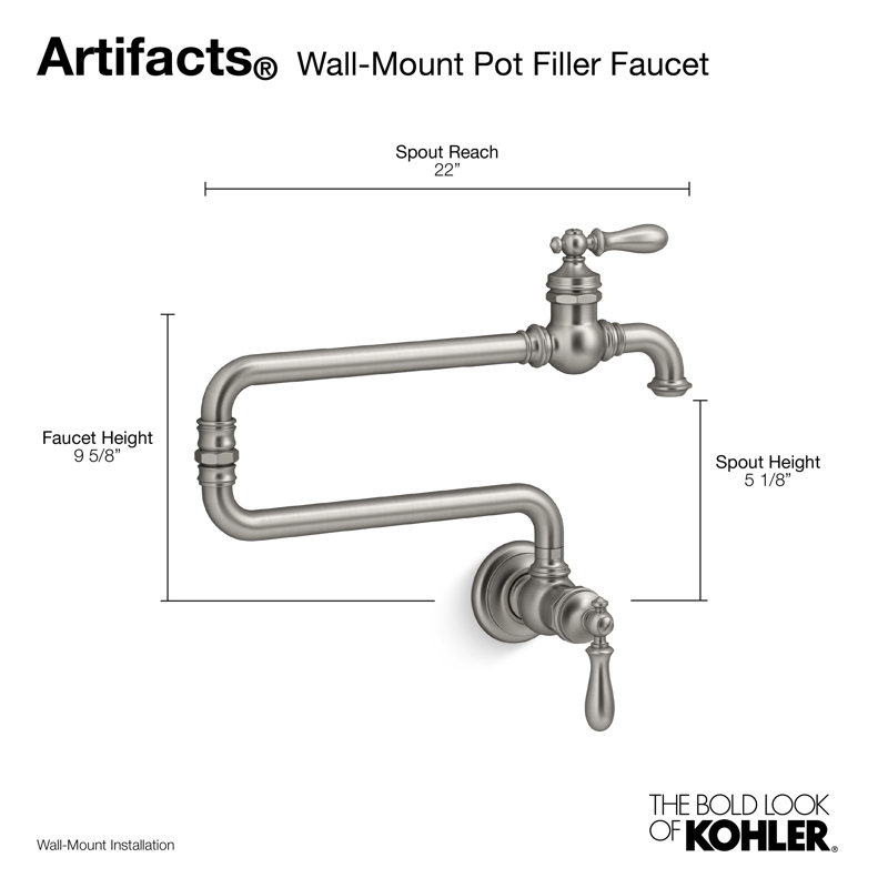 Kohler Artifacts® SingleHole WallMount Pot Filler & Reviews Wayfair